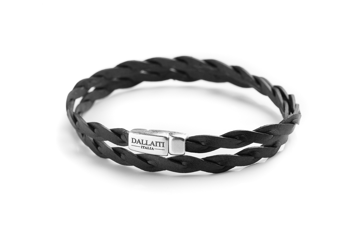 Braided leather bracelet two-tone braided double ⋆ Dallaiti Design